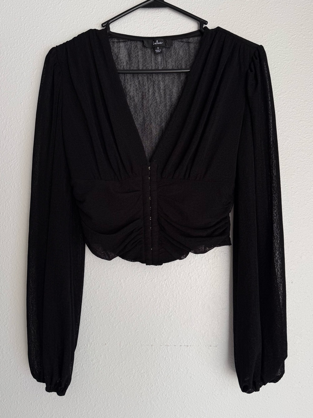 Lulus Corset Mesh Balloon Long Sleeve Top
